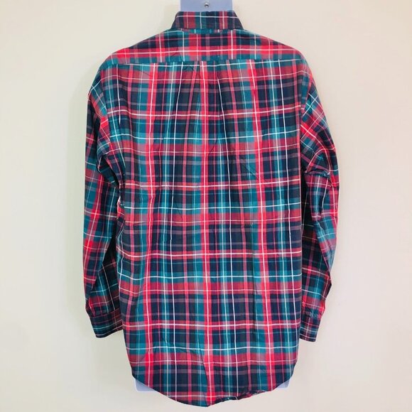 Vintage Kenneth Gordon Mens M Shirt Green Red Blue Plaid Long Sleeve Button Up - Picture 5 of 8